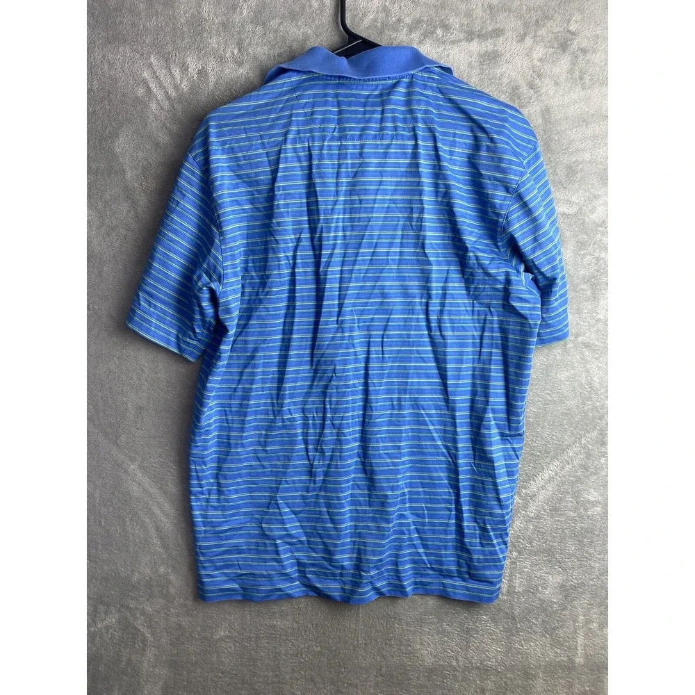 Nike Tiger Woods Collection Mens Medium Blue Striped Polo Shirt